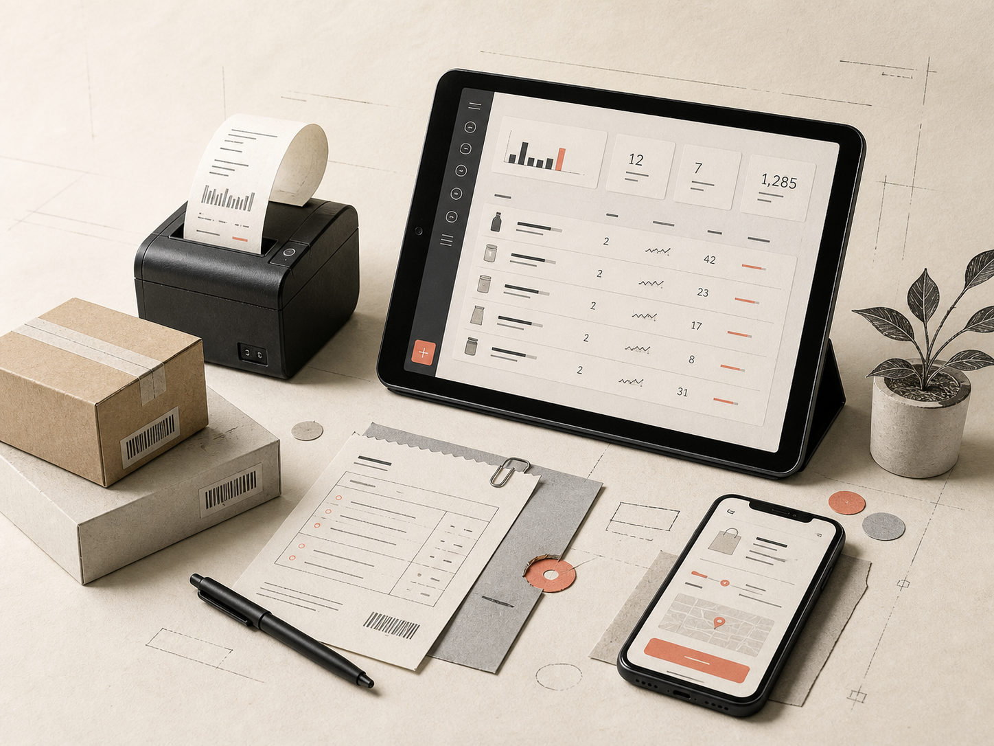 Punto de venta con inventario, pedidos, impresora de recibos y venta desde el celular
